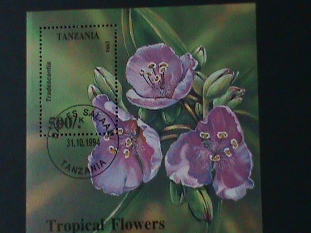 TANZANIA-1995-SC#1310 LOVELY TRADESCANTIA FLOWERS-CTO  S/S-VF LAST ONE