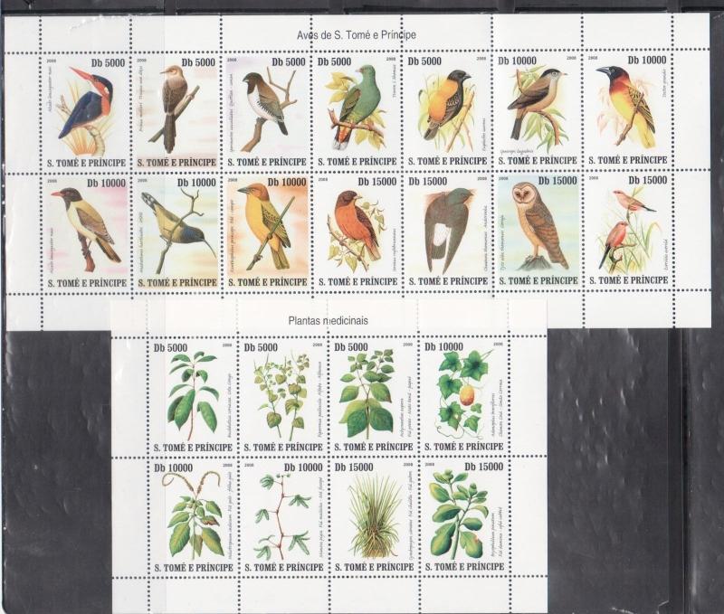 St Thomas & Principe 1775-78 Birds, Butterflies, Flora and Fish Mint NH