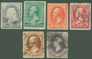 US Scott #212-15, 217-218, #214 Mint, Rest Used, A Few With Flaws, SCV $410 (SK)