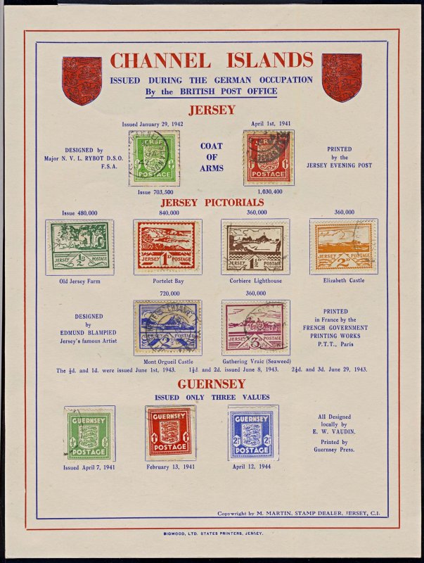 3840: Channel Island Occupation Issue: Used Sets Inc Jersey & Guernsey. c£67