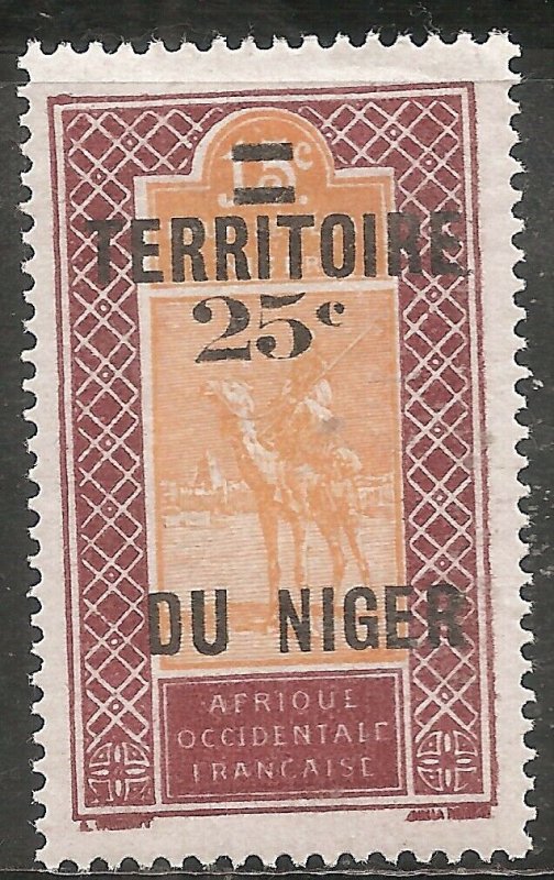 Niger Stamp - Scott #22/A1 Surcharged 25c on 15c Red Brn & Org OG Mint/LH 1925