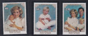 Aitutaki # 364-366 & 367, Birth of Prince Henry, NH, 1/2 Cat,