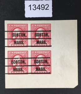 MOMEN: US STAMPS # 534 MINT OG NH PRE-CANCELLED CORNER BLOCK GEM LOT #13492