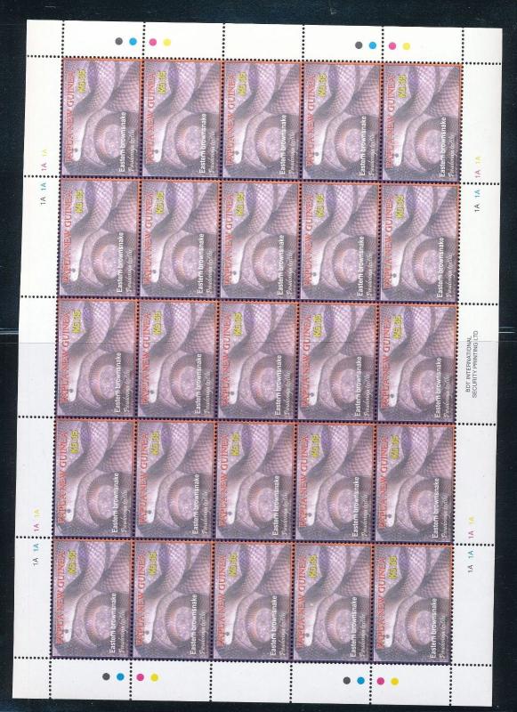 PAPUA PNG 2006 Snakes Wildlife.Three Values In Sheets MNH(75 Stamps)PAP245