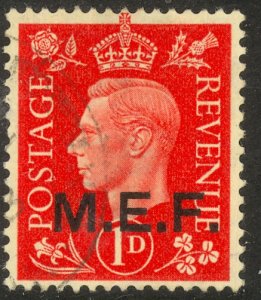 GREAT BRITAIN MIDDLE EAST FORCES 1942-43 KGVI 1d Scarlet MEF Sc 1 VFU