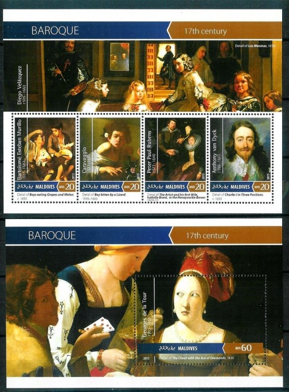 Maldive Islands - Paintings - BAROQUE - Set + S.S. - MNH