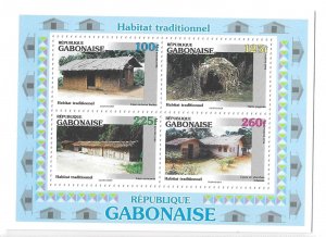 Gabon 1996 Traditional Houses Sc 848a S/S MNH C6