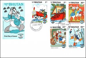 Bhutan 460-470 Disney's Set of Four U/A FDC