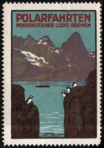 Vintage Germany Poster Stamp Polar Cruises North German Lloyd Bremen