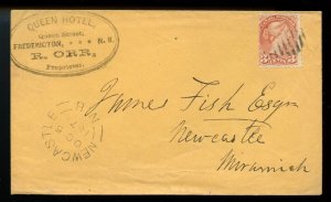 ? EArly 1871 Small Queen advert cover NEWCASTLE, NB double split ring Canada