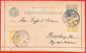 aa1975 - HUNGARY - Postal History -  POSTAL STATIONERY Letter CARD 1898