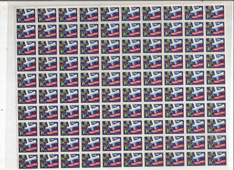 1949 CHRISTMAS SEALS, FULL SHEET