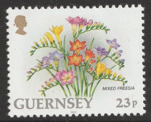 Guernsey Flowers Mixed Freesia 23p single MNH 1992