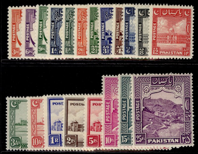 PAKISTAN GVI SG24-43, 1948-57 complete set, LH MINT. Cat £160.