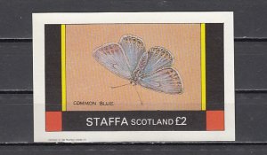 Staffa Scotland Local. 1982 issue. Common Blue Butterfly s/sheet. ^