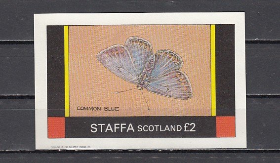 Staffa Local. 1982 issue. Common Blue Butterfly s/sheet. ^