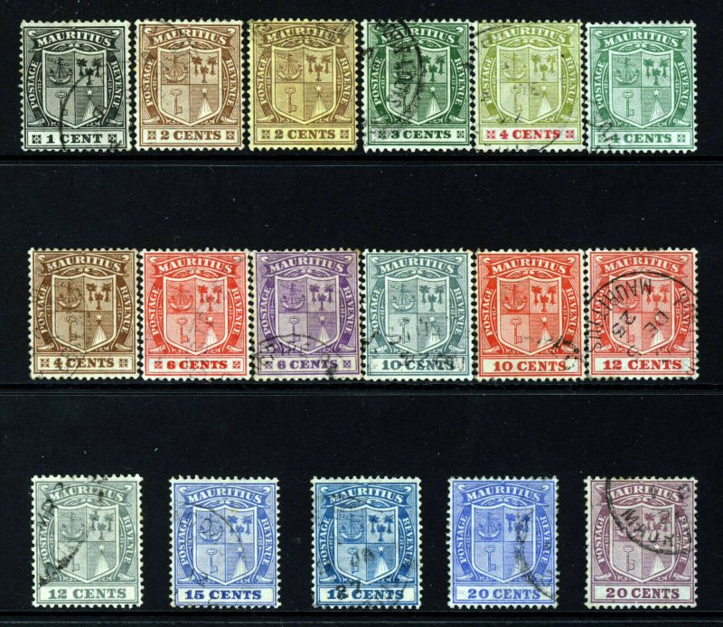 MAURITIUS KG V 1921-26 Definitive Part Set SG 205 to SG 221 VFU