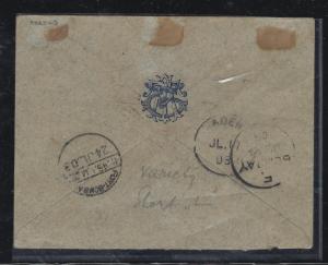 SOMALILAND COVER (P0312B) 1903 QV 1D FROM BERBERA TO BOMBAY, B/S ADEN ETC