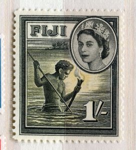 FIJI; 1960 early QEII Pictorial issue fine Mint hinged 1s. value