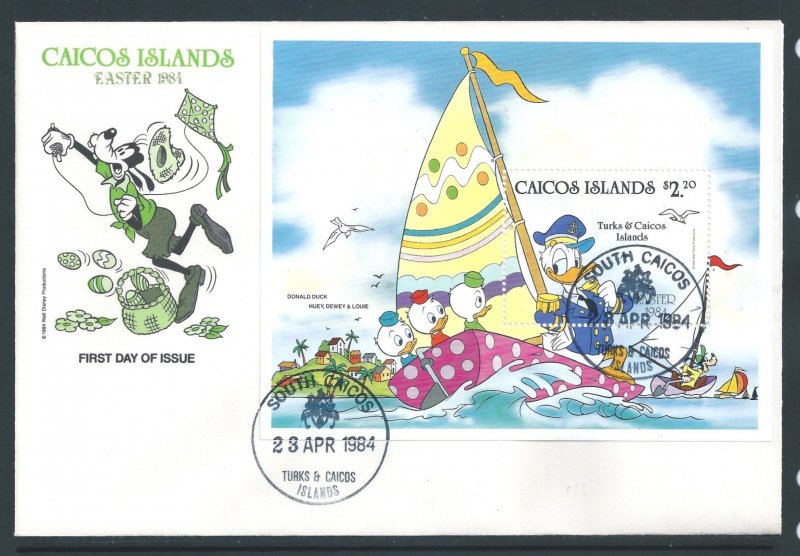 Caicos #46 (SS FDC) Disney - Easter '84