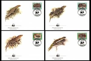 Cape Verde WWF Desert Island Lizards 4 official FDCs