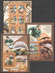 B1079 2008 Guinea Fauna Reptiles Turtles Les Tortues Rugby 1Kb+2Bl Mnh