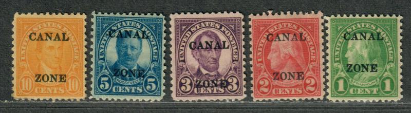 US Canal Zone Sc#100-104 M/H/F-VF, Cv. $50.25