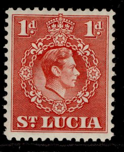 ST. LUCIA GVI SG129b, 1d scarlet, LH MINT. PERF 12½