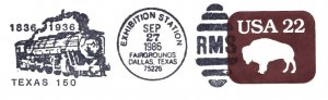 US SPECIAL POSTMARK EVENT COVER TEXAS 1836 - 1986 DALLAS FAIRGROUNDS 1986 RMS-B