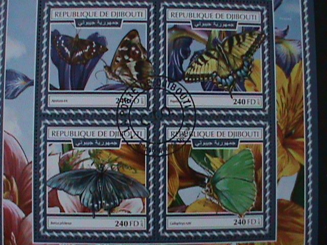 DJIBOUTI 2017-SC#1318-BEAUTIFUL LOVELY BUTTERFLIES CTO SHEET-VF LAST ONE