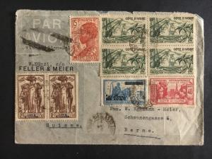 1937 Ivory Coast Airmail Cover To Berne Switzerland Multi Franked Judaica