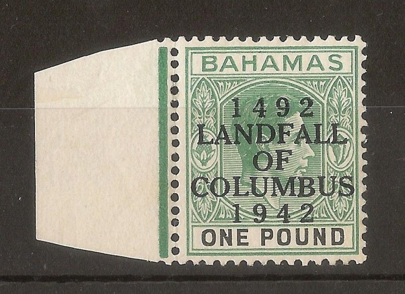 Bahamas 1943 £1 MNH Marginal Cat£60