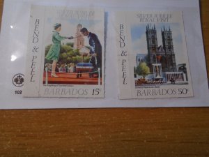 Barbados  #  452-53  MNH  Royalty  Self adhesive