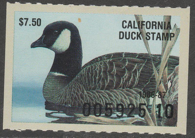 U.S.-CALIFORNIA 17, STATE DUCK HUNTING PERMIT STAMP. MINT, NH. VF