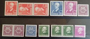 Sweden 1943 year set cpl including all pairs. MNH