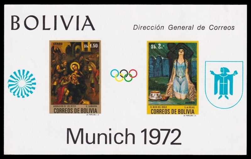 Bolivia Scott C319a Munich Olympics Souvenir Sheet (1972) Mint NH VF, CV$50.00 C