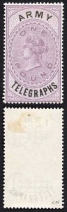 South Africa SGAT12 One Pound Lilac and Black Army Telegraphs M/M Very Fresh Ca