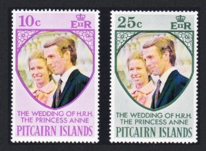 Pitcairn Princess Anne Royal Wedding 2v 1973 MNH SC#135-136 SG#131-132