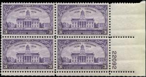 U.S. #838 Plate Block of 4  Mint Never Hinged MNH Iowa Territory