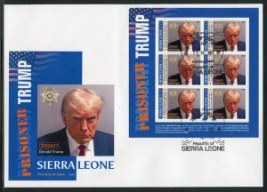 SIERRA LEONE 2023 PRISONER TRUMP MUG SHOT SHEET FDC LIMITED QUANTITY