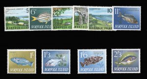 Norfolk Islands #49-60 Cat$15.55, 1962-64 Fish, complete set, never hinged