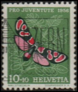 Switzerland B258 - Used - 10c+10c Burnet Moth (1956) (cv $0.35) (2)