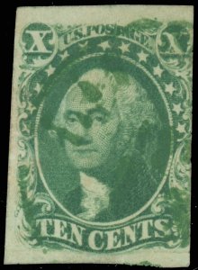 Scott #15, Used w GREEN Indeterminate Town Cancel! SCV $140 + $300 CxL Premium!