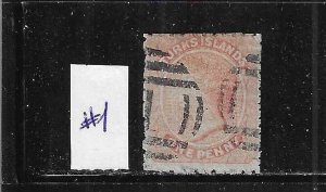 TURKS & CAICOS IS. SCOTT #1 1867 1P (ROSE)- UNWMK- USED