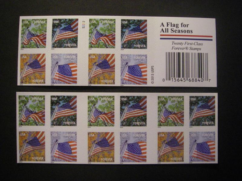 Scott 4782-5 or 4785h, Forever Flag for All Seasons, Pane of 20 #S2222, MNH