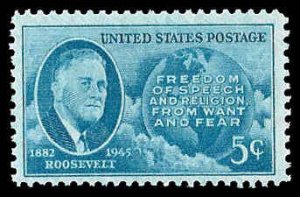 PCBstamps   US # 933 5c FDR & Globe, MNH, (21)