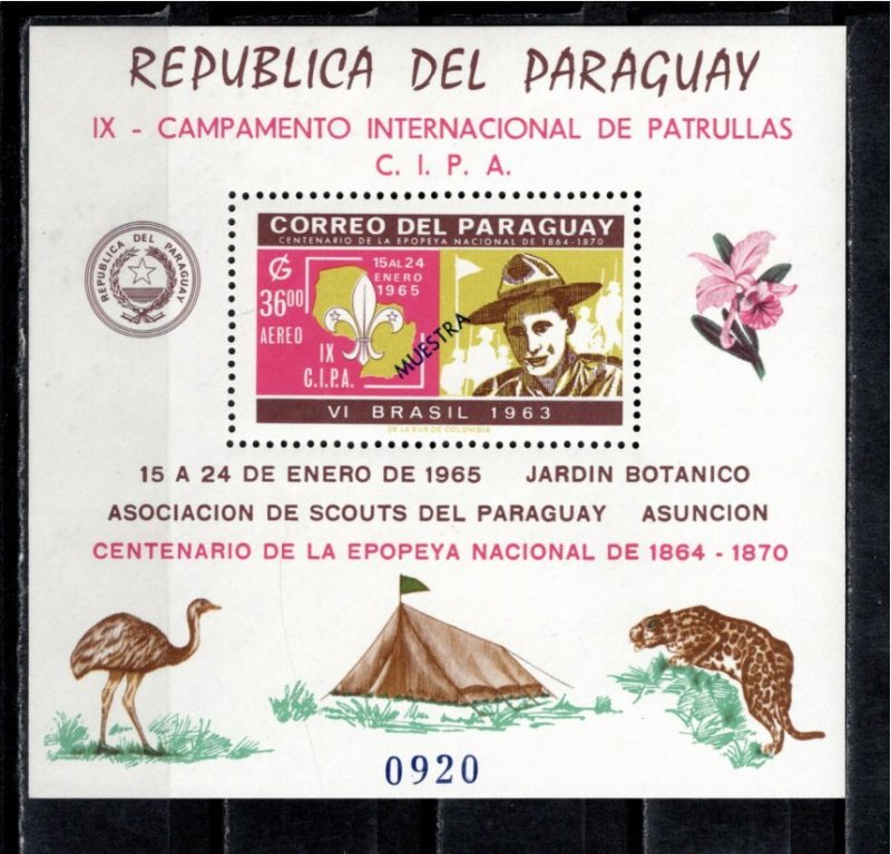 Paraguay 1965 MNH Sc 857a souvenir sheet MUESTRA