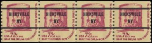 US 1615a Drum bulk rate 7.9c precanceled Hicksville NY coil strip 4 MNH 1976