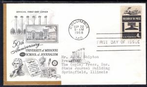 US 1119 Freedom of the Press Public Service Typed FDC