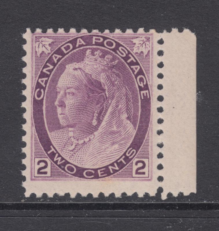 Canada Sc 76 MNH. 1898 2c purple QV Numeral, sheet margin single